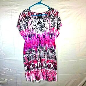 Catalina Floral BOHO Women's Med. 8-10 Empire Waist Midi Dress Tunic Top.